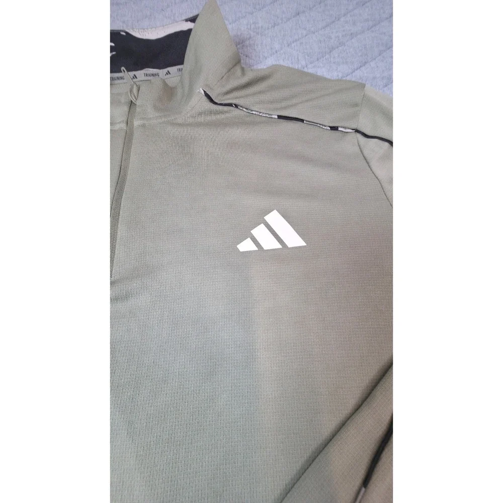 Adidas Quarter Zip Pullover Mens XL Green Climacool Training Excellent